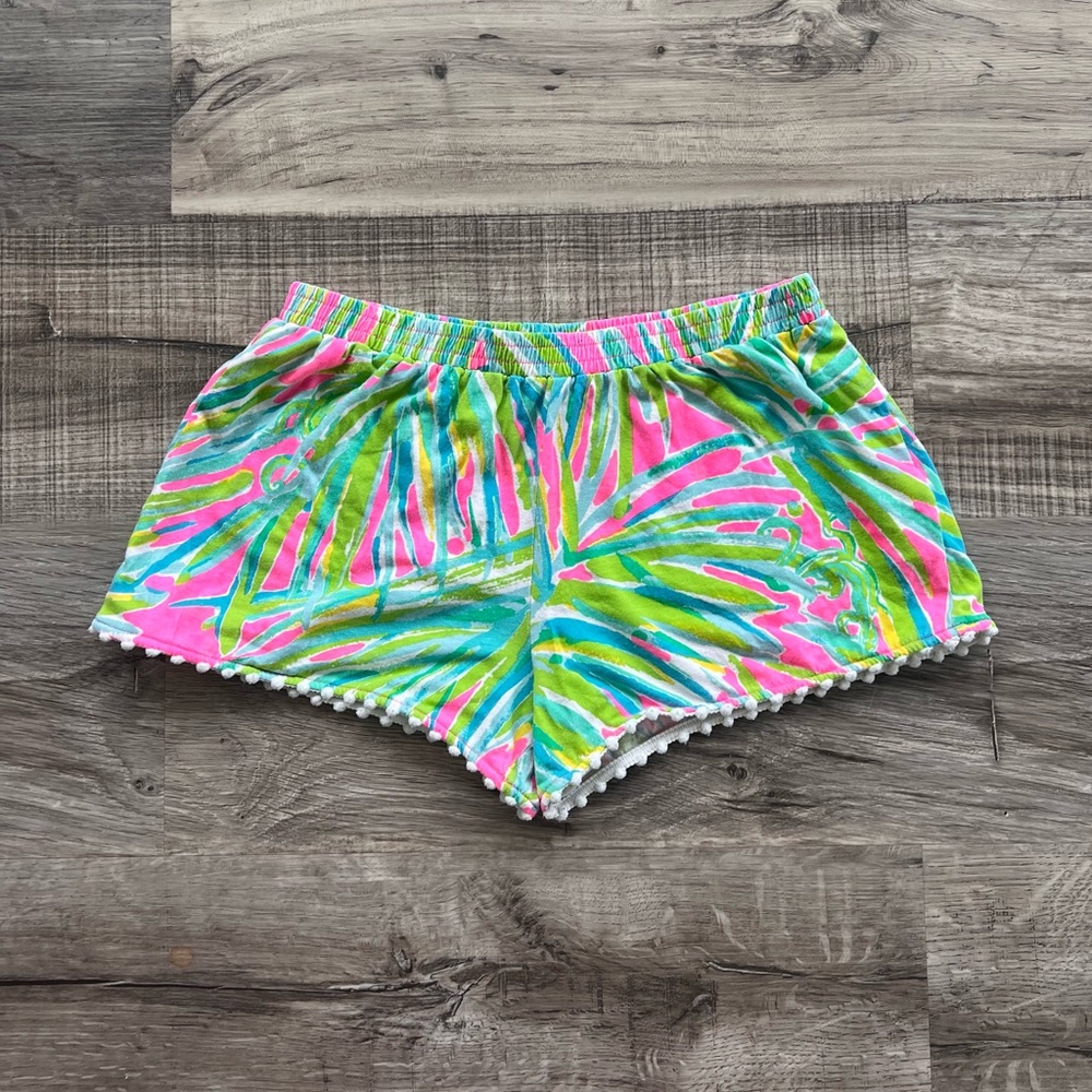 Lilly Pulitzer Girls Anita Pull On Shorts Tiki Pink Print Size L (8/10)
